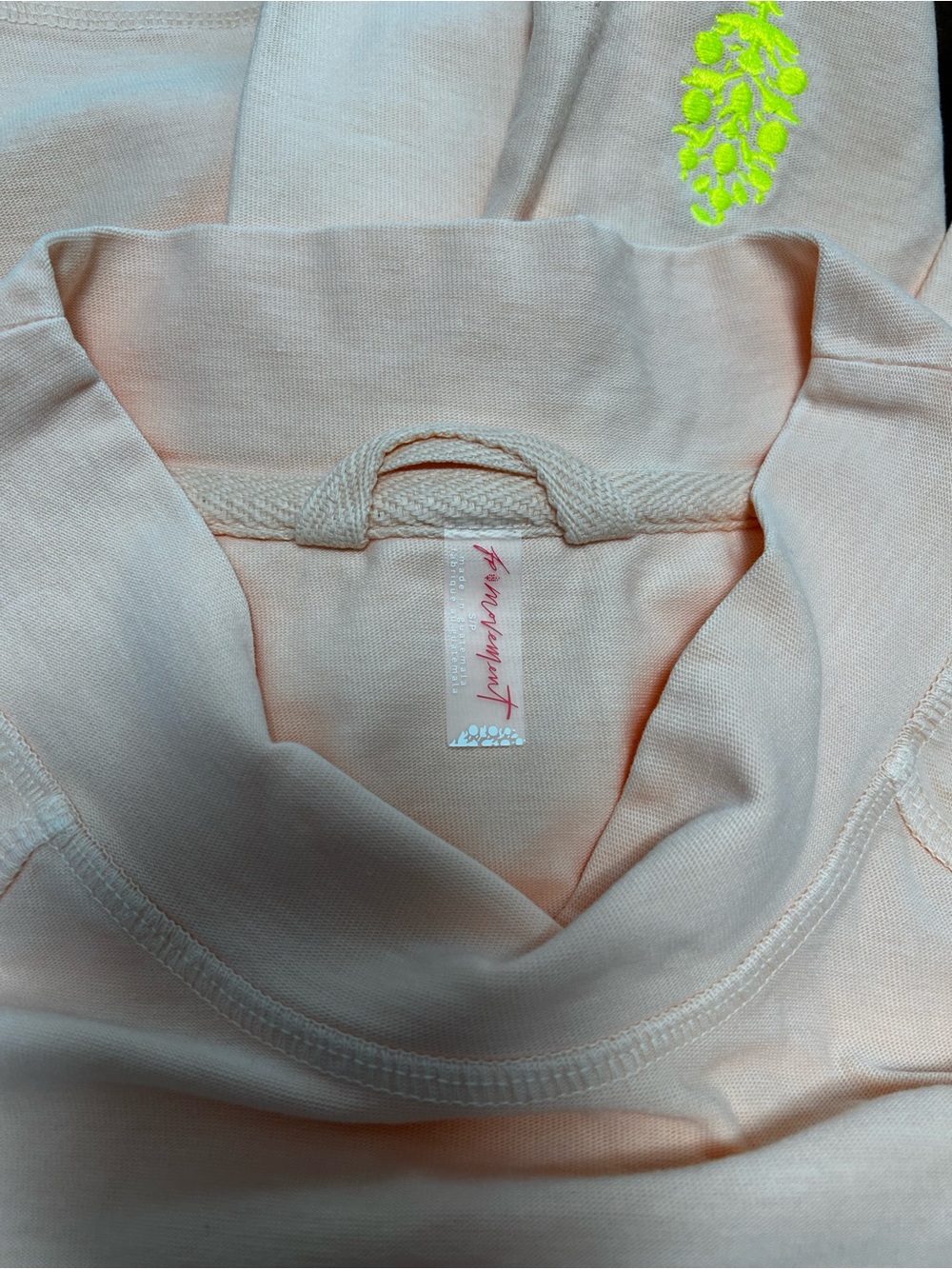 FP Movement by Free People Long Sleeve Tee in Pale Peach with Neon Yellow Logo